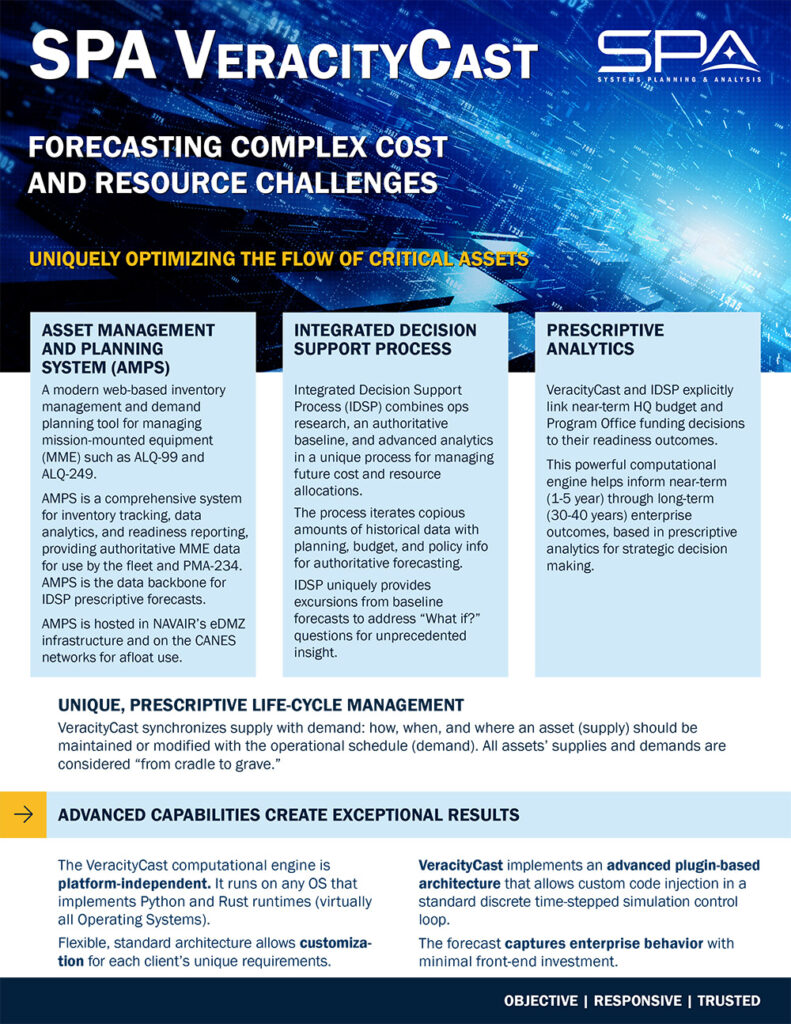 SPA's Prescriptive Enterprise Forecasting software, VeracityCast
